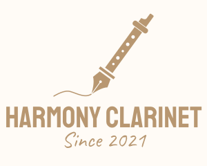 Clarinet - Fountain Pen Flute logo design