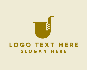 Simple Brass Saxophone   logo design