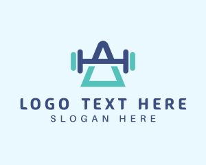 Physical - Letter A Gym Barbell logo design