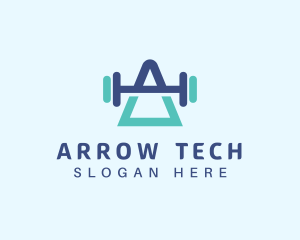 Letter A Gym Barbell logo design