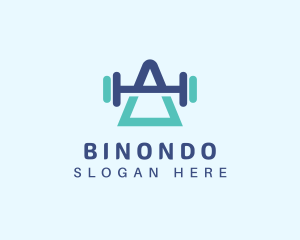 Strength - Letter A Gym Barbell logo design