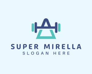 Bodybuilding - Letter A Gym Barbell logo design