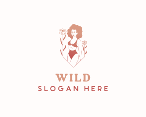 Sexy - Woman Bikini Flower logo design