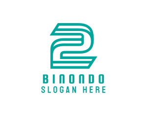 3D Outline Number 2  Logo