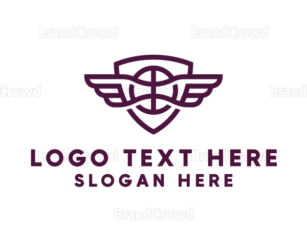 Basketball Wings Shield Logo