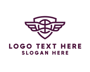 League - Basketball Wings Shield logo design