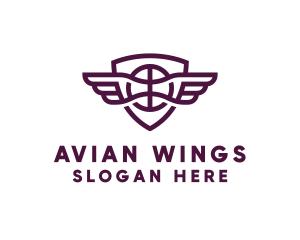 Basketball Wings Shield logo design