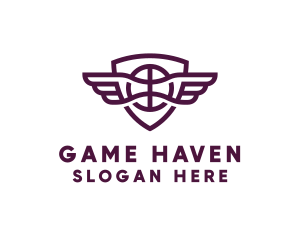 Basketball Wings Shield logo design