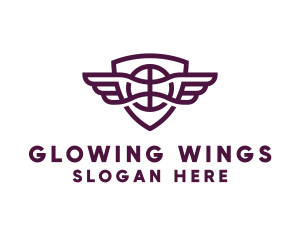Basketball Wings Shield logo design