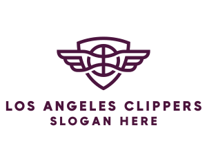 Basketball Wings Shield logo design