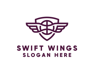 Basketball Wings Shield logo design