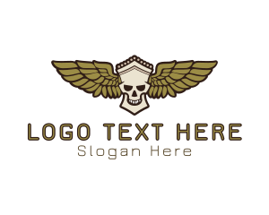 Pilot - Greek Skull Wing logo design