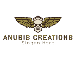 Greek Skull Wing logo design