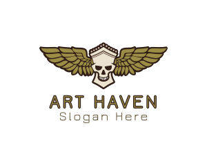 Greek Skull Wing logo design