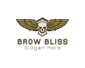 Greek Skull Wing logo design