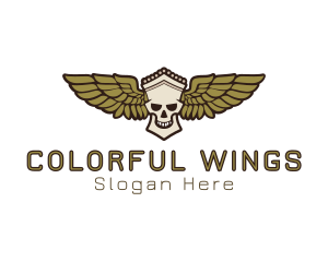 Greek Skull Wing logo design