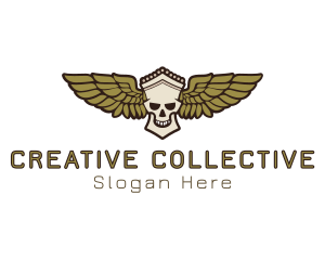 Greek Skull Wing logo design