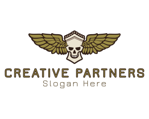 Greek Skull Wing logo design