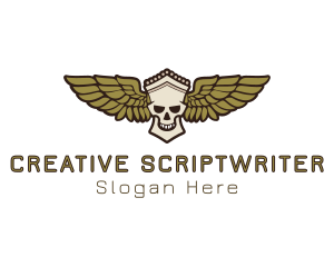 Greek Skull Wing logo design