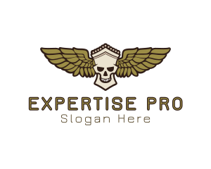 Greek Skull Wing logo design