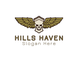 Greek Skull Wing logo design