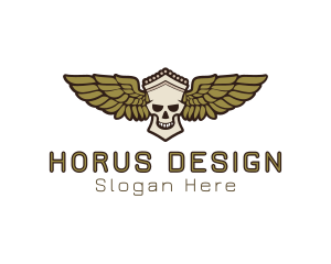 Greek Skull Wing logo design