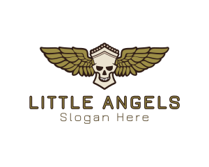 Greek Skull Wing logo design