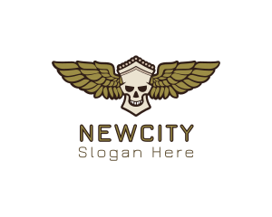 Greek Skull Wing logo design