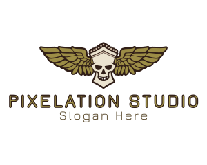 Greek Skull Wing logo design