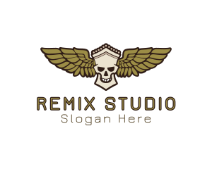 Greek Skull Wing logo design