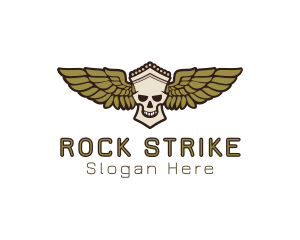 Greek Skull Wing logo design