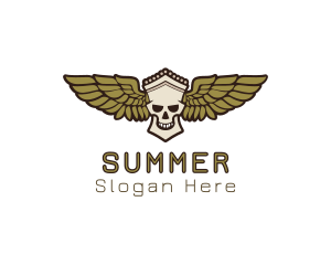 Greek Skull Wing logo design