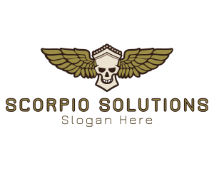 Greek Skull Wing logo design