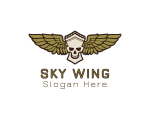 Wing - Greek Skull Wing logo design