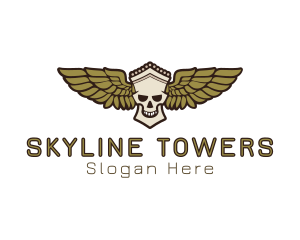 Greek Skull Wing logo design