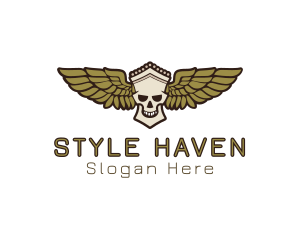 Greek Skull Wing logo design