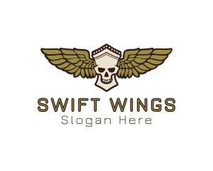 Greek Skull Wing logo design