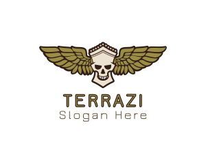 Greek Skull Wing logo design