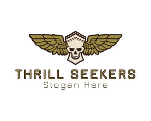 Greek Skull Wing logo design