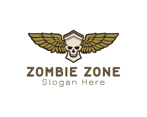 Zombie - Greek Skull Wing logo design