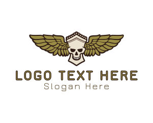 Wing - Greek Skull Wing logo design