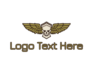 Wing - Greek Skull Wing logo design