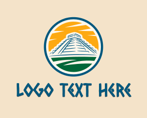 Travelling - Mayan Pyramid Emblem logo design