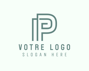 Green Monoline Letter P Logo