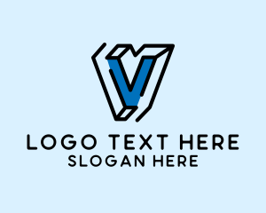 Strikethrough - Simple Outline Letter V logo design
