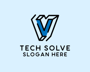 Solution - Simple Outline Letter V logo design