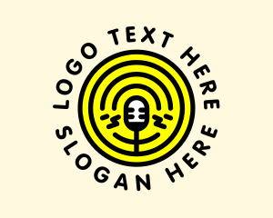 Old School - Podcast Radio Mic Broadcast logo design