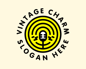 Old School - Podcast Radio Mic Broadcast logo design