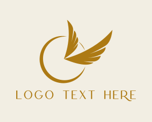 Timeless - Golden Clock Wings logo design