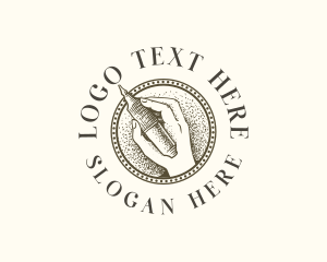Hand Drawn - Tattoo Machine Hand logo design